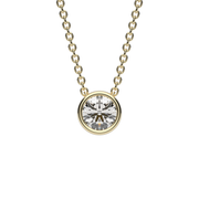 Yellow Gold Round Shape Diamond Solitaire Pendant With Bezel Setting